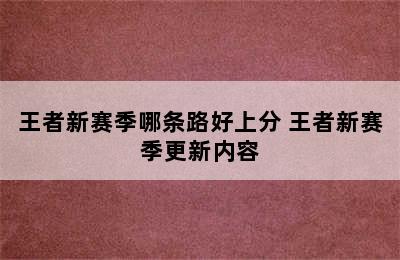 王者新赛季哪条路好上分 王者新赛季更新内容